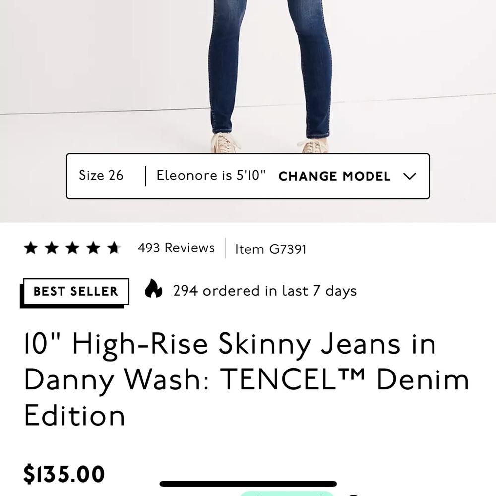 madewell 10 inch high rise size 24 danny wash